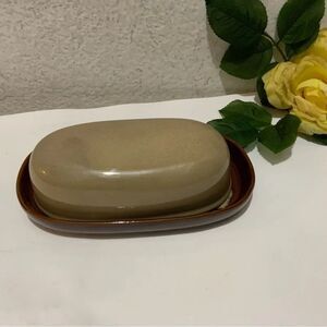 Sango 4933 Nova Brown Dual Tone Butter Dish + Cover G10